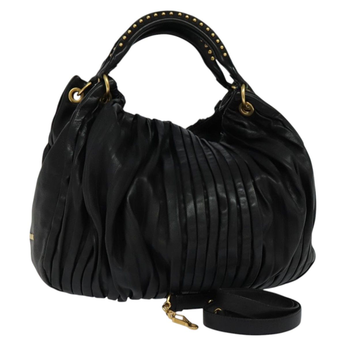 Miu Miu Miu Miu Hand Bag Leather 2way Black Gold Auth ki5361 | Grailed