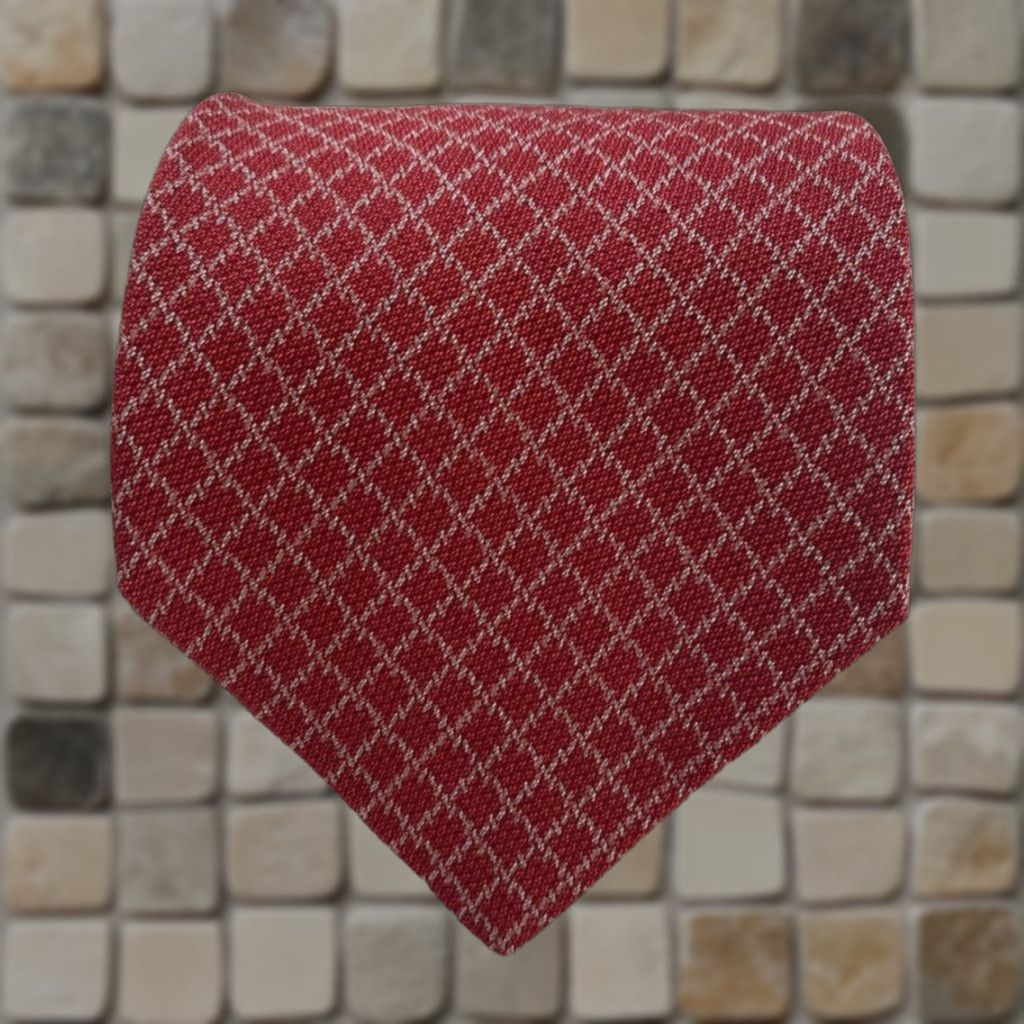 Emporio Armani VINTAGE Emporio Armani Tie Men’s Tie Silk Wool Blend Made in Italy Red 57.5" Wide 3 7/8" Geometric Designer Vintage Italy Silk Wool Blend Handmade Size ONE SIZE - 1 Thumbnail