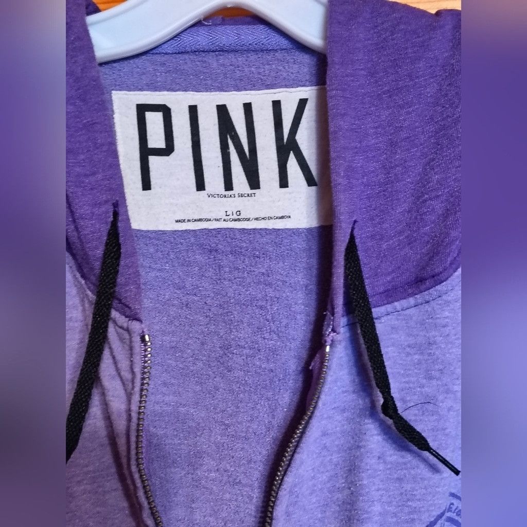 Victoria's Secret PINK by Victoria's Secret Purple Zip-Up Hoodie Size L / US 10 / IT 46 - 3 Thumbnail