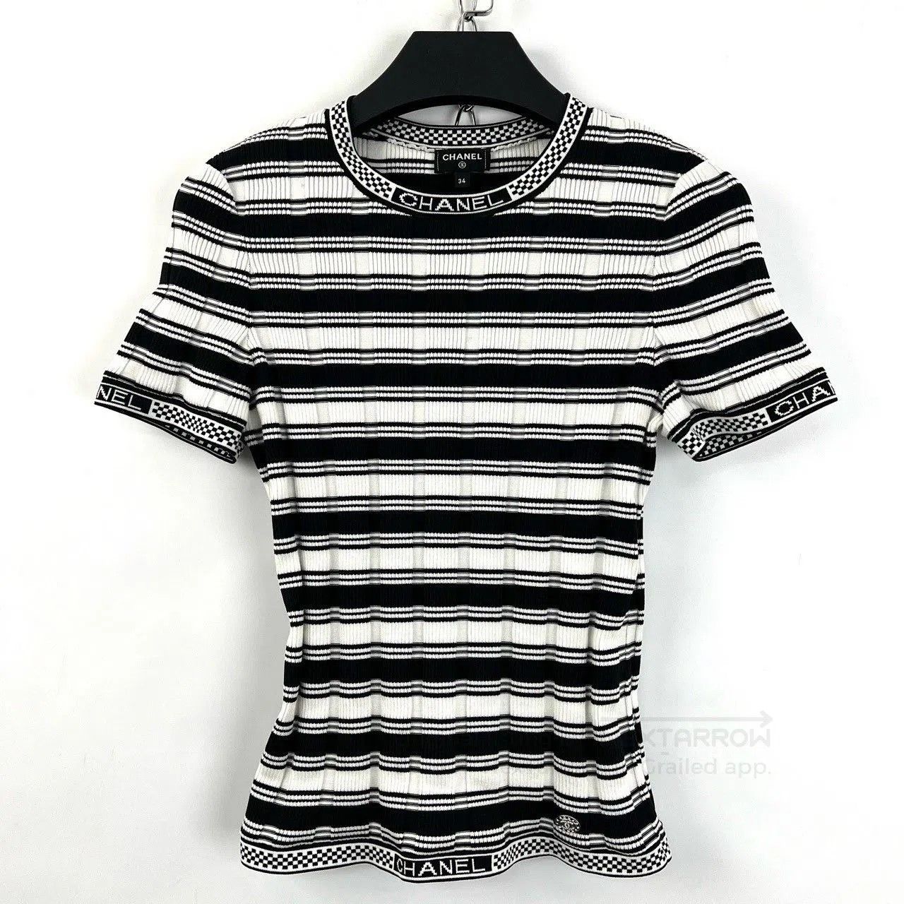 Chanel Chanel Classic Black White Stripe Knit Top. Size XXS / US 00 / IT 34 - 2 Thumbnail