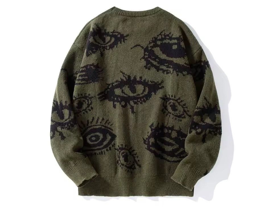 Other Knitted Gothic Punk Streetwear Eyes Printed Pullover Sweater Size US XL / EU 56 / 4 - 2 Thumbnail