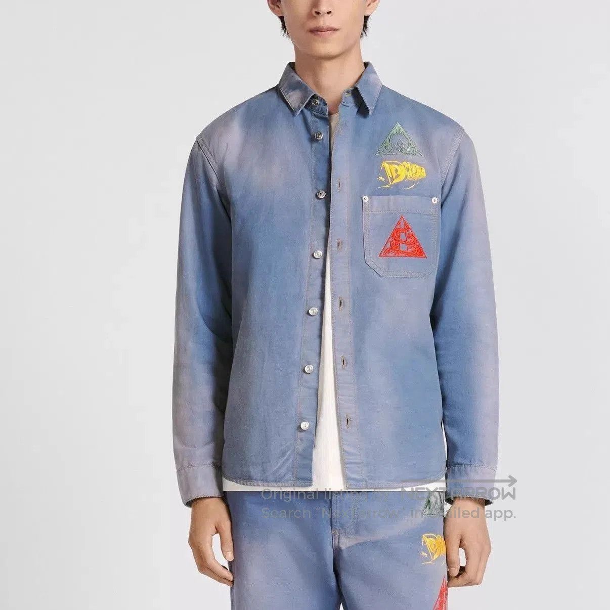 Dior Blue Embroidered Long Sleeve Button. Size US M / EU 48-50 / 2 - 7 Thumbnail