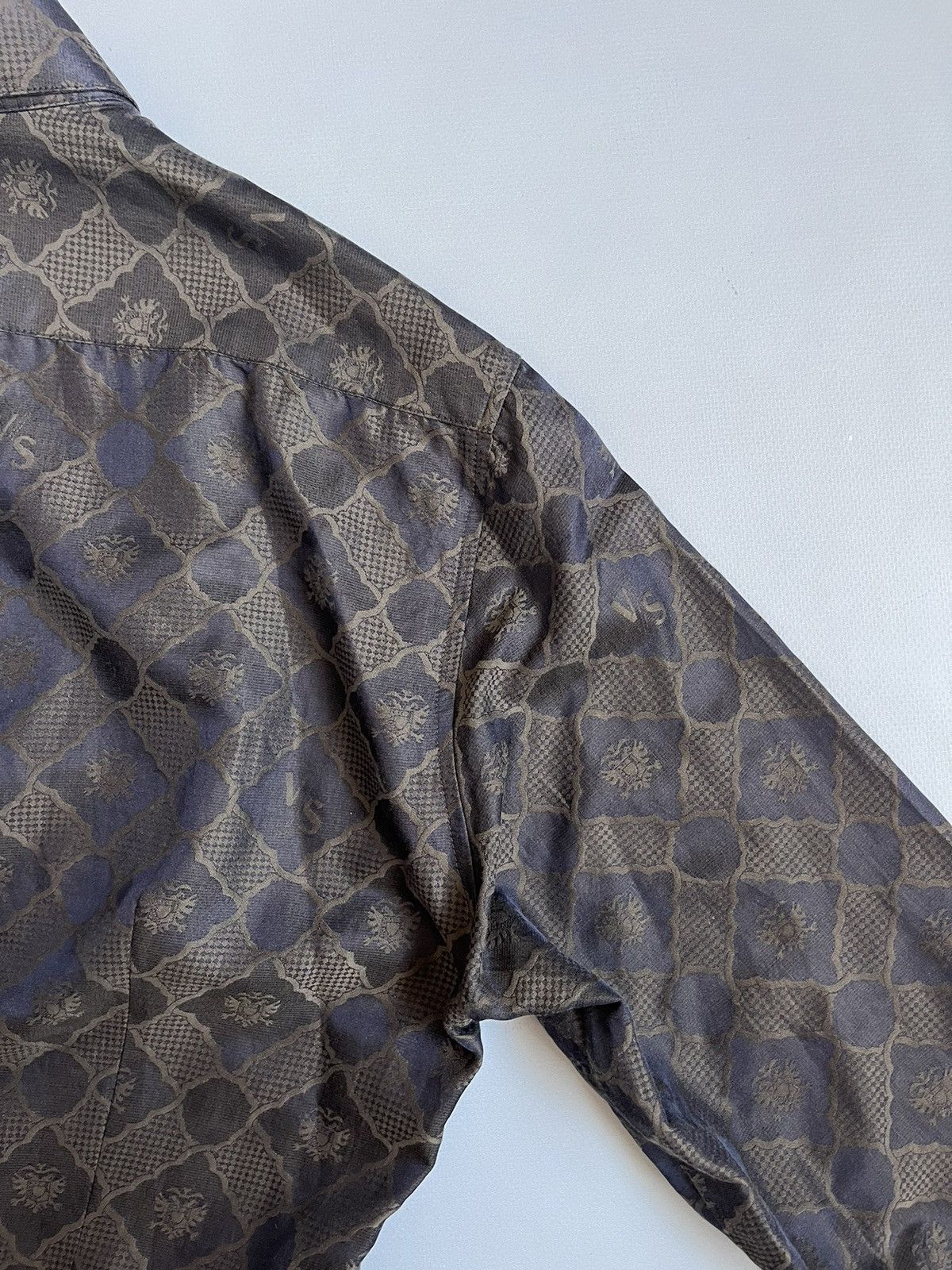 Versus Versace Versace Versus Unisex Brown Silk Monogram Button Up Shirt Size US L / EU 52-54 / 3 - 17 Thumbnail