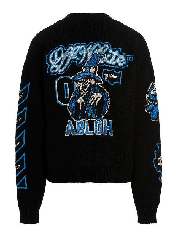 Off-White o1gr1nt1124 Cryst Graphics Knit Cardigan in Black Size US L / EU 52-54 / 3 - 2 Thumbnail