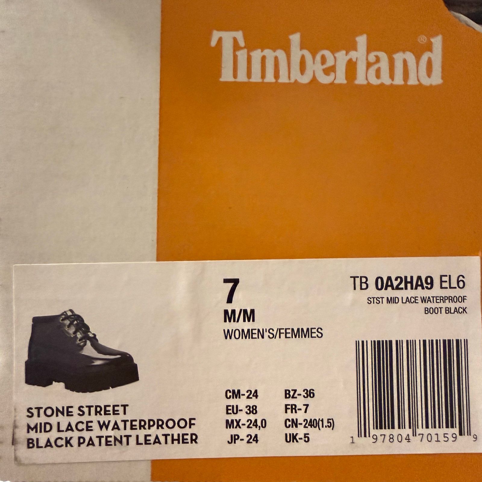 Timberland TIMBERLAND WOMEN'S 7 STONE STREET MID LACE WATERPROOF PATENT Size US 7 / IT 37 - 8 Thumbnail