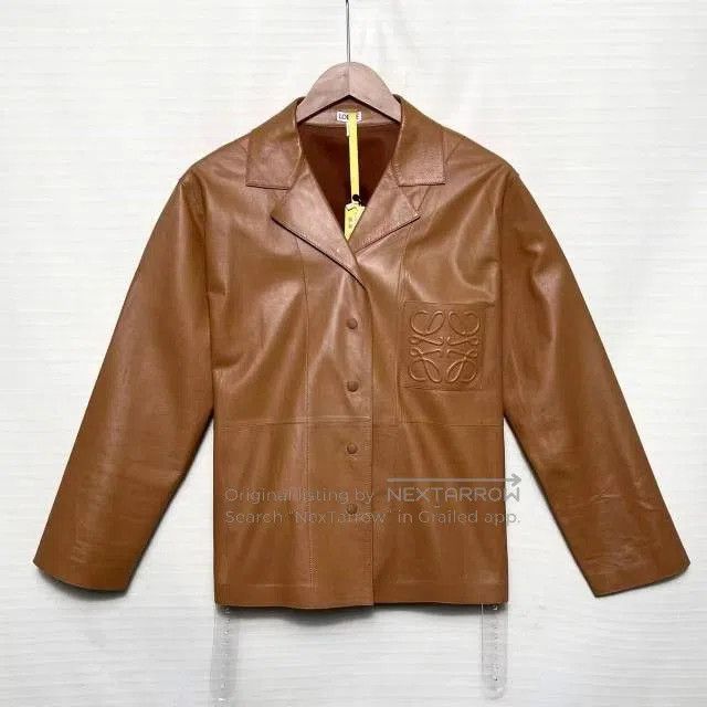 Loewe LOEWE Logo Single-Breasted Leather Shirt Jacket. Size S / US 4 / IT 40 - 1 Thumbnail