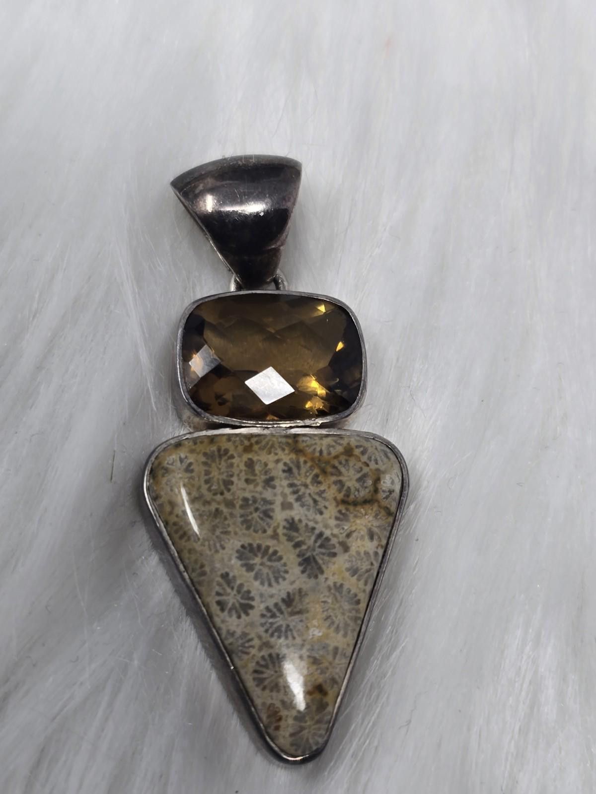 Other Sajen SJ 925 Silver Fossil Coral Orange Garnet Pendant Size ONE SIZE - 1 Thumbnail