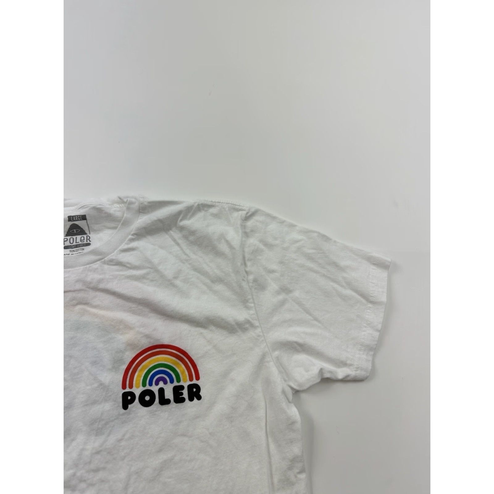 Poler VINTAGE Poler Shirt Men L White Rainbow Print Short Sleeve Camp Vibes Size US L / EU 52-54 / 3 - 2 Thumbnail
