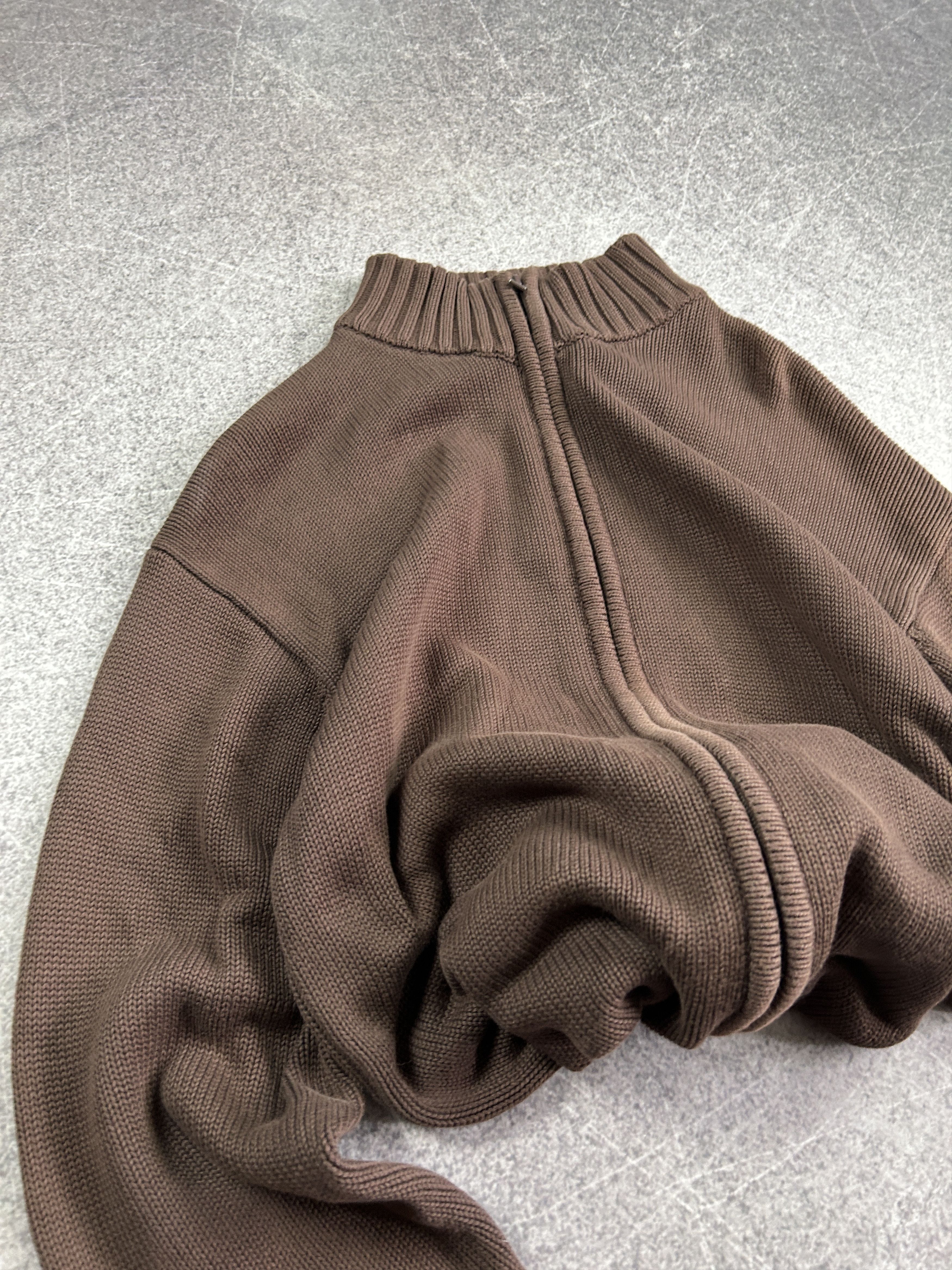 streetwear travis scott balenci style brown zip sweater y2k