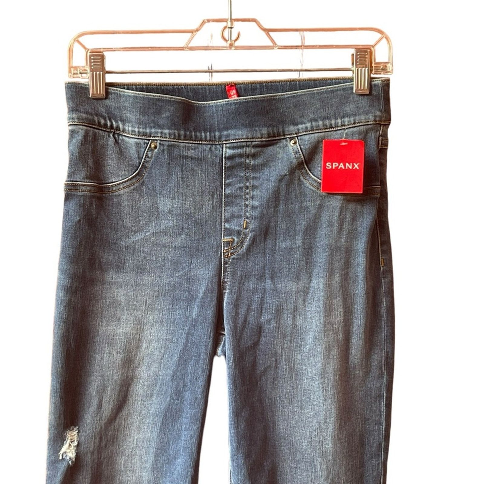 Spanx SPANX Distressed Ankle Skinny Jeans Medium Wash Size 28" / US 6 / IT 42 - 3 Thumbnail