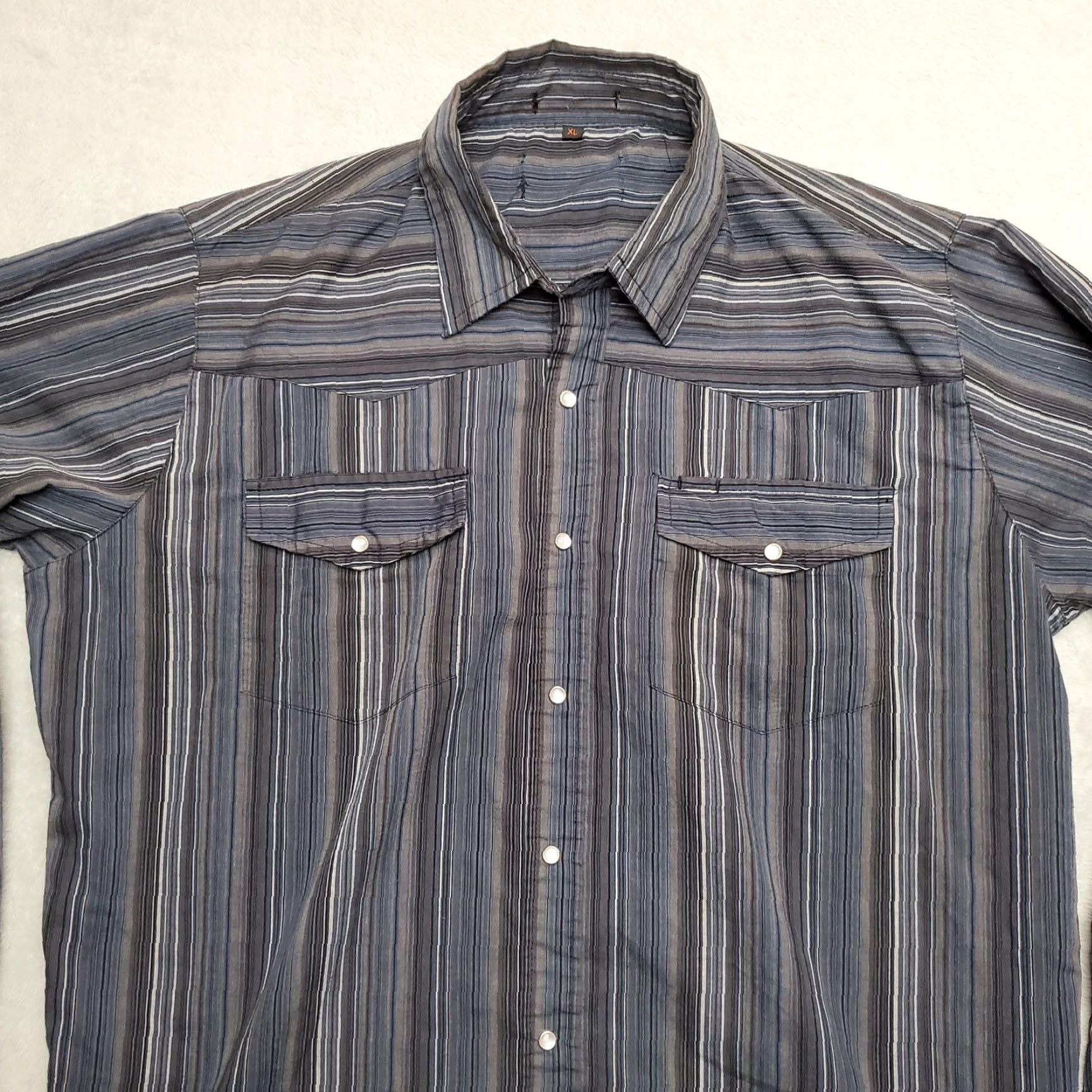 Wrangler VINTAGE Wrangler Shirt Mens XL Blue Stripe Long Sleeve Cowboy Western Size US XL / EU 56 / 4 - 2 Thumbnail