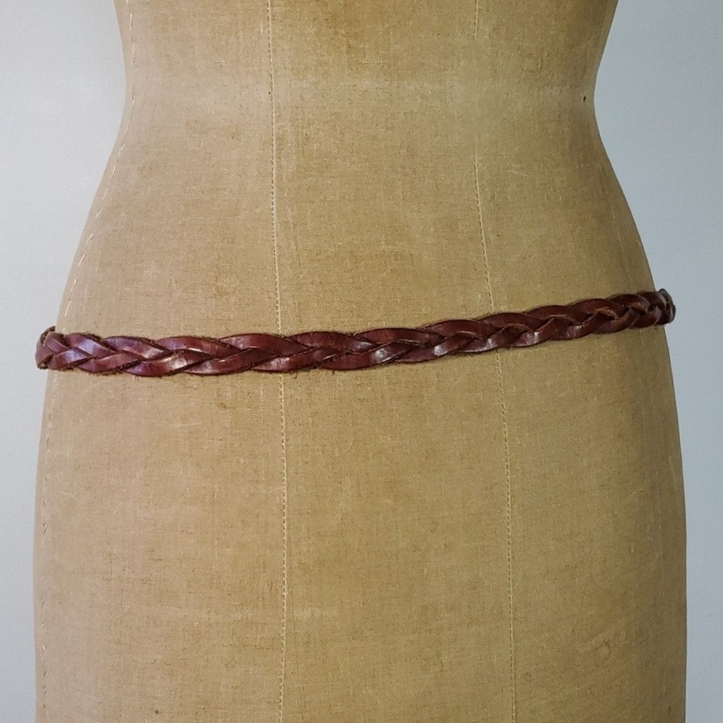 American Eagle Outfitters AEO 32-38" Belt Red Brown Leather Strap Cowhide Braided Size ONE SIZE - 3 Thumbnail