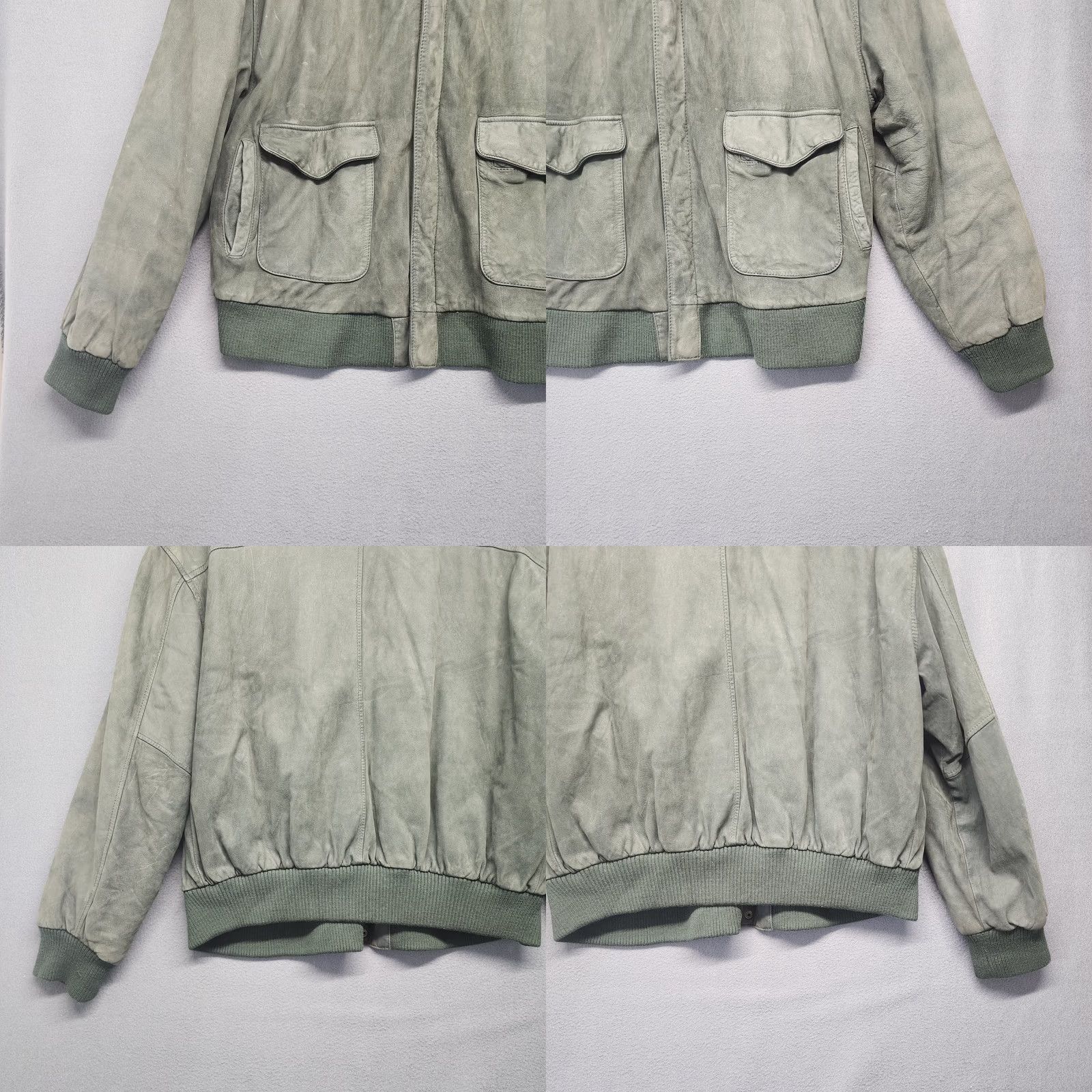 Vintage VINTAGE Cayenne Leather Jacket Mens Large Green Bomber Zipper Utility Jacket YKK Closure Size US L / EU 52-54 / 3 - 10 Thumbnail