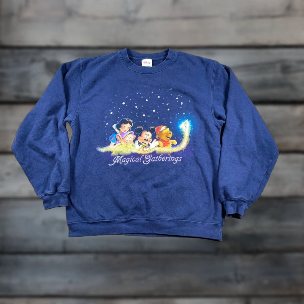 Disney VINTAGE Disney Store Magical Gathering Sweatshirt Adult Medium Blue Snow White Mickey 90s Cartoon Retro Womens Size M / US 6-8 / IT 42-44 - 1 Thumbnail