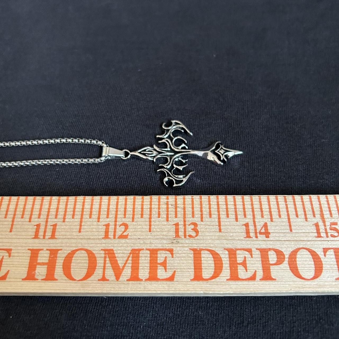 Japanese Brand × Vintage Y2K 2000s Silver Goth Punk Cross Enamel Pendant Chain Size ONE SIZE - 5 Thumbnail