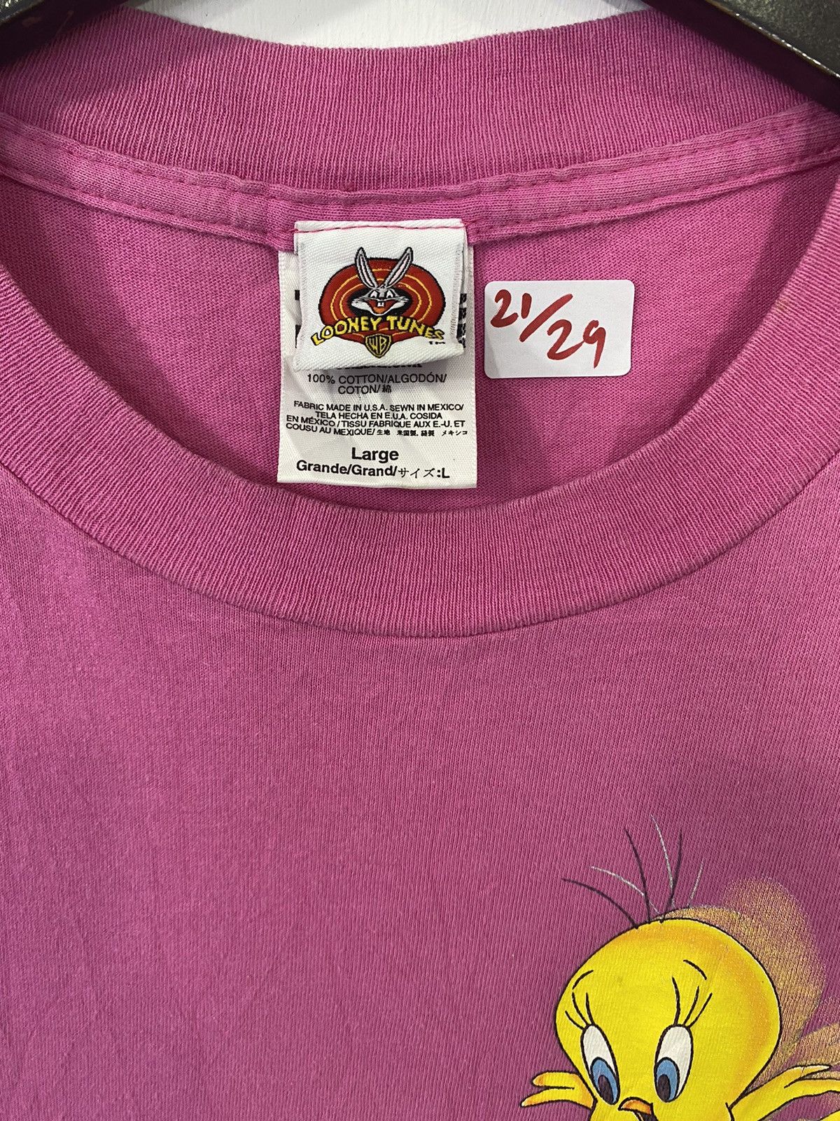 Cartoon Network 💥Vintage TWEETY LOONEY TUNES Pink rare 1998 tee shirt Size US XL / EU 56 / 4 - 3 Thumbnail