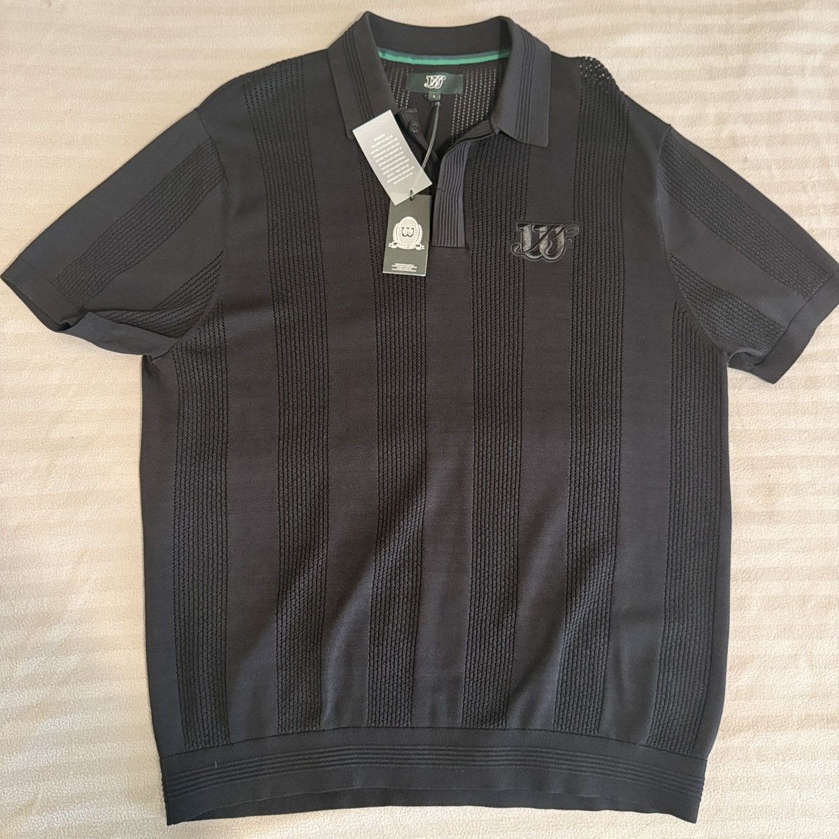 KITH X Wilson Black Weighted Crochet Polo