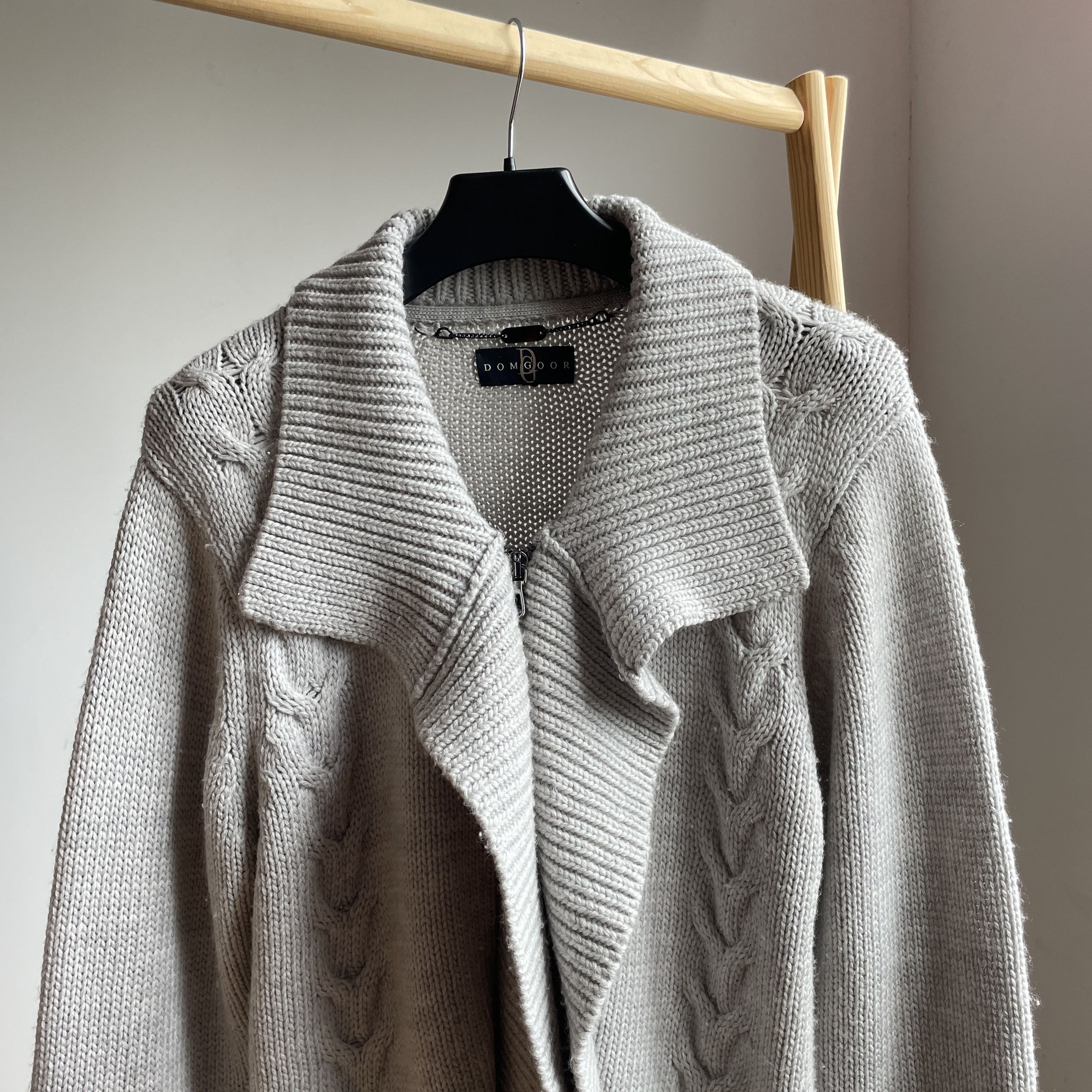 Designer Dom Goor Womens Chunky Cable Knit Cashmere/Wool Cardigan Size L / US 10 / IT 46 - 4 Thumbnail