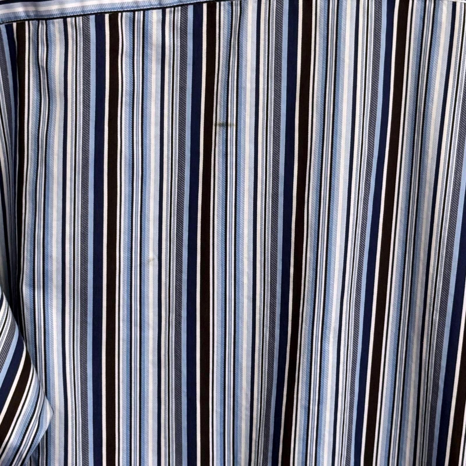 BUGATCHI Bugatchi Shaped Fit Dress Shirt Men XL Striped Flip Cuff Size 44R - 6 Thumbnail