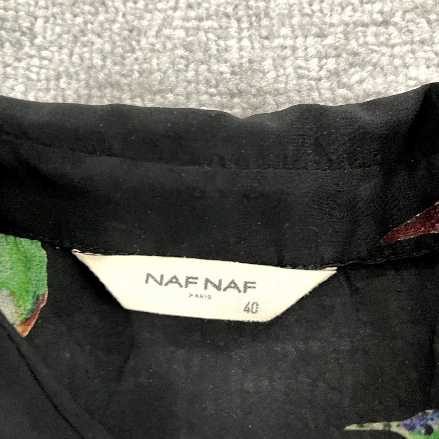 Vintage NAF NAF Shirt Womens 40 Black Sheer Hummingbird Button Up Vintage Paris 80s Womens Shirt Black Silk Blend Vintage Paris 80s Size S / US 4 / IT 40 - 2 Thumbnail
