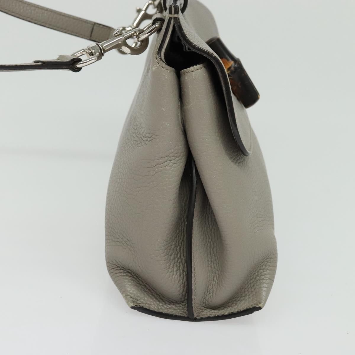 Gucci GUCCI Bamboo Daily Hand Bag Leather Gray Silver Size ONE SIZE - 5 Thumbnail