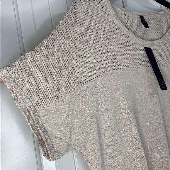 NYDJ NYDJ Womens Sand Dollar Knit Top L Lightweight Beige Short S Size L / US 10 / IT 46 - 2 Thumbnail