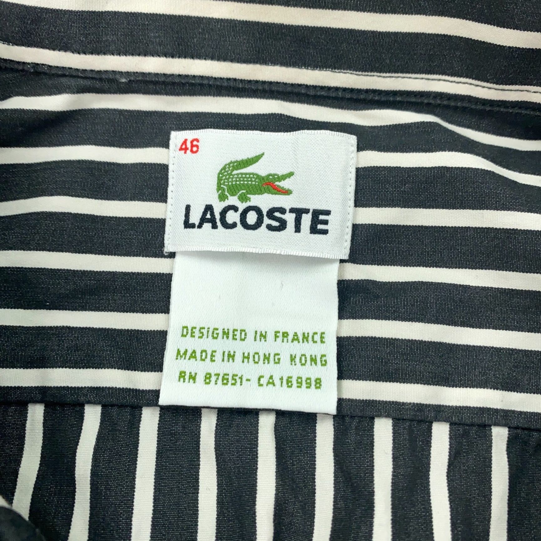 Lacoste Lacoste Mens Shirt 46 Dark Gray Striped Long Sleeve Pocket Button-Up Collared Shirt Adult Mens Size US XXL / EU 58 / 5 - 7 Thumbnail