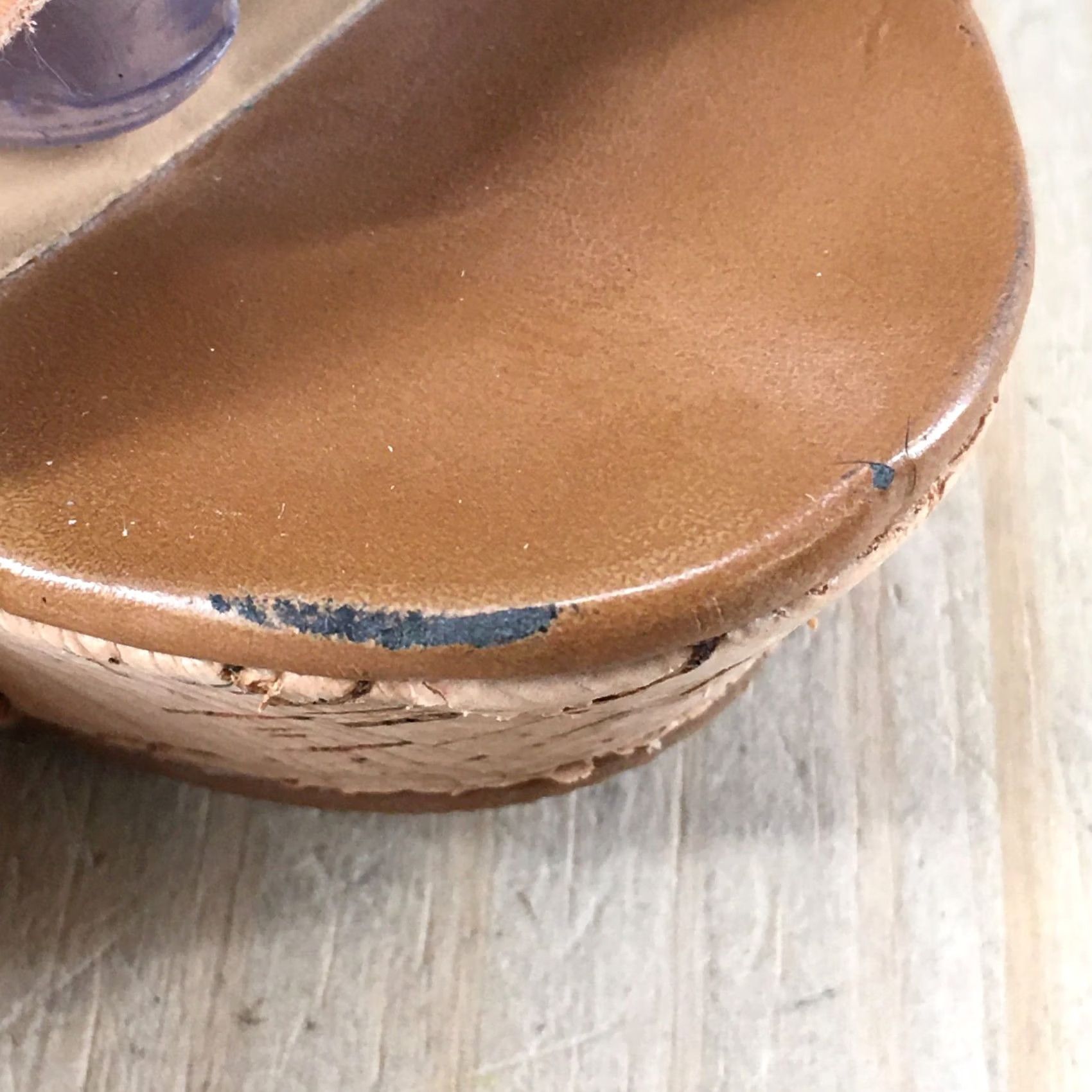 Guess Guess Heels Womens 10 M Wglair Wedge Platform Cork Brown Leather Buckle Strap Shoes Size US 10 / IT 40 - 4 Thumbnail