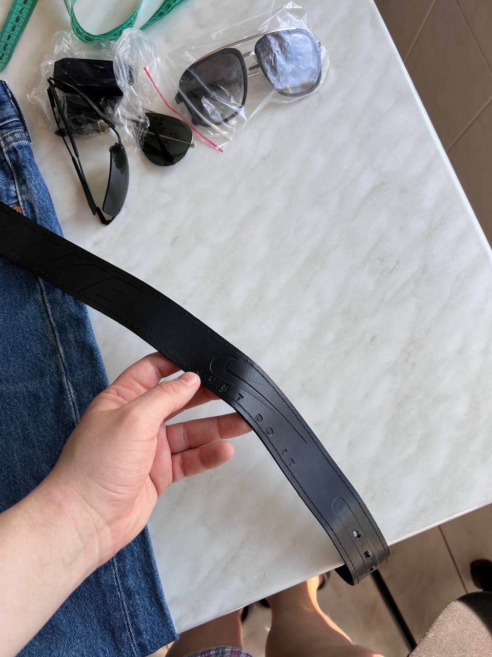 Nike Vintage Nike Leather Belt 90s USA y2k avant garde swoosh Size ONE SIZE - 14 Thumbnail