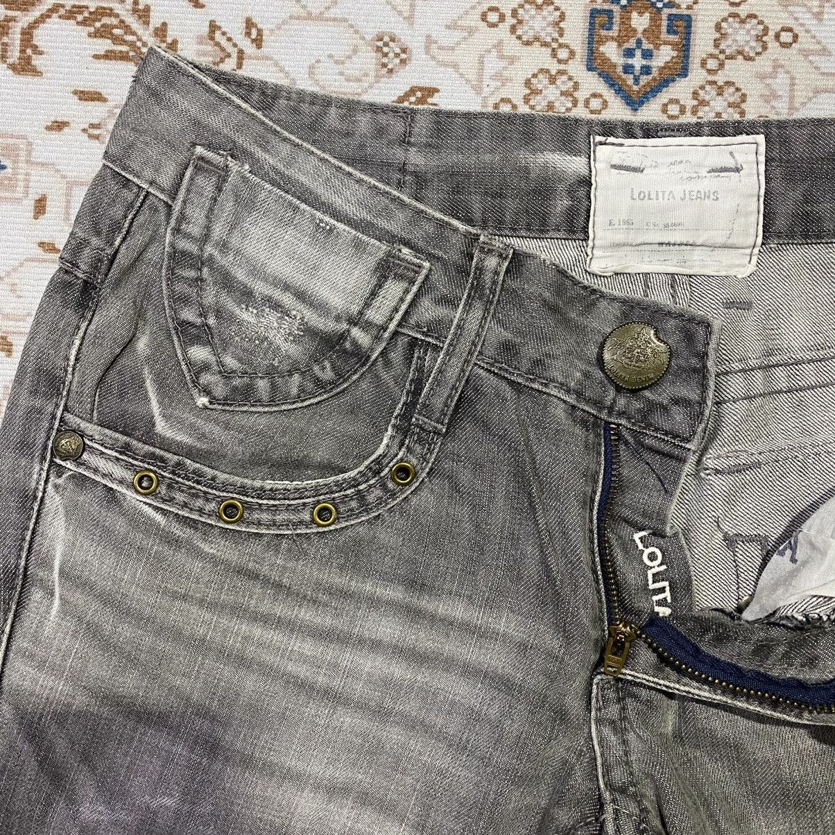 If Six Was Nine × Le Grande Bleu (L.G.B.) 2000s Y2K Lolita Jeans Crossback Grey Washed Jeans Size US 30 / EU 46 - 5 Thumbnail