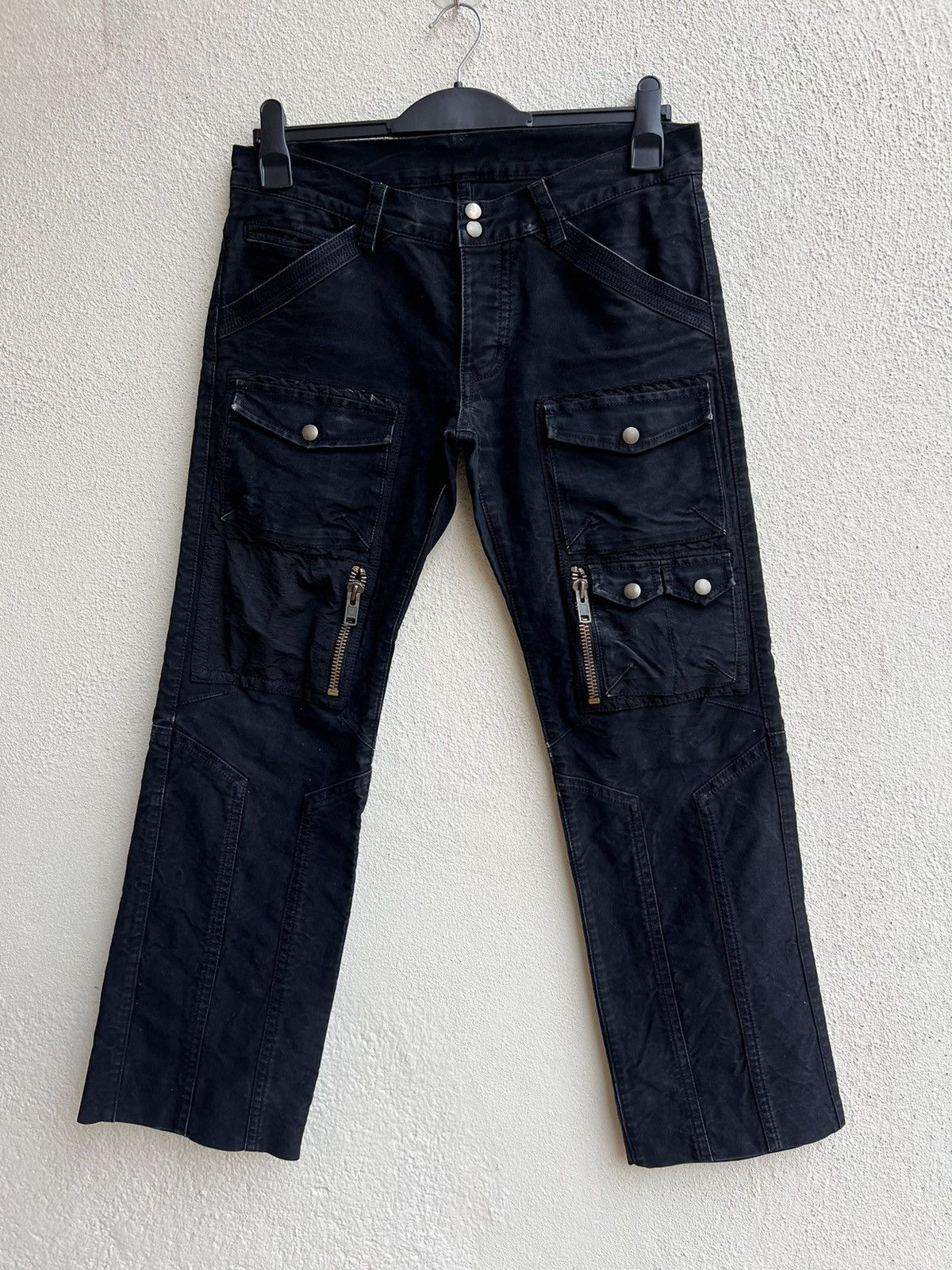 Shellac KENJI ITO Multi Pocket Fade Black Moleskin Cotton Pant Size US 31 - 6 Thumbnail