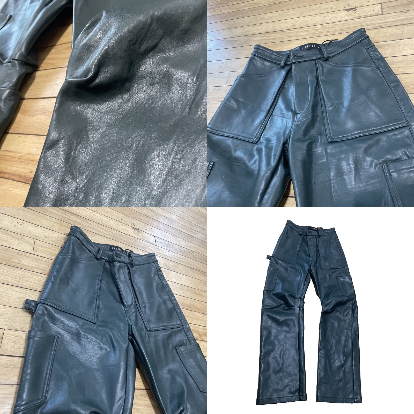 Lioness Lioness Cargo Pants Women S Army Green Faux Leather Carpenter Pocket Barrel Leg Leather Pants Streetwear Size 28" / US 6 / IT 42 - 11 Thumbnail