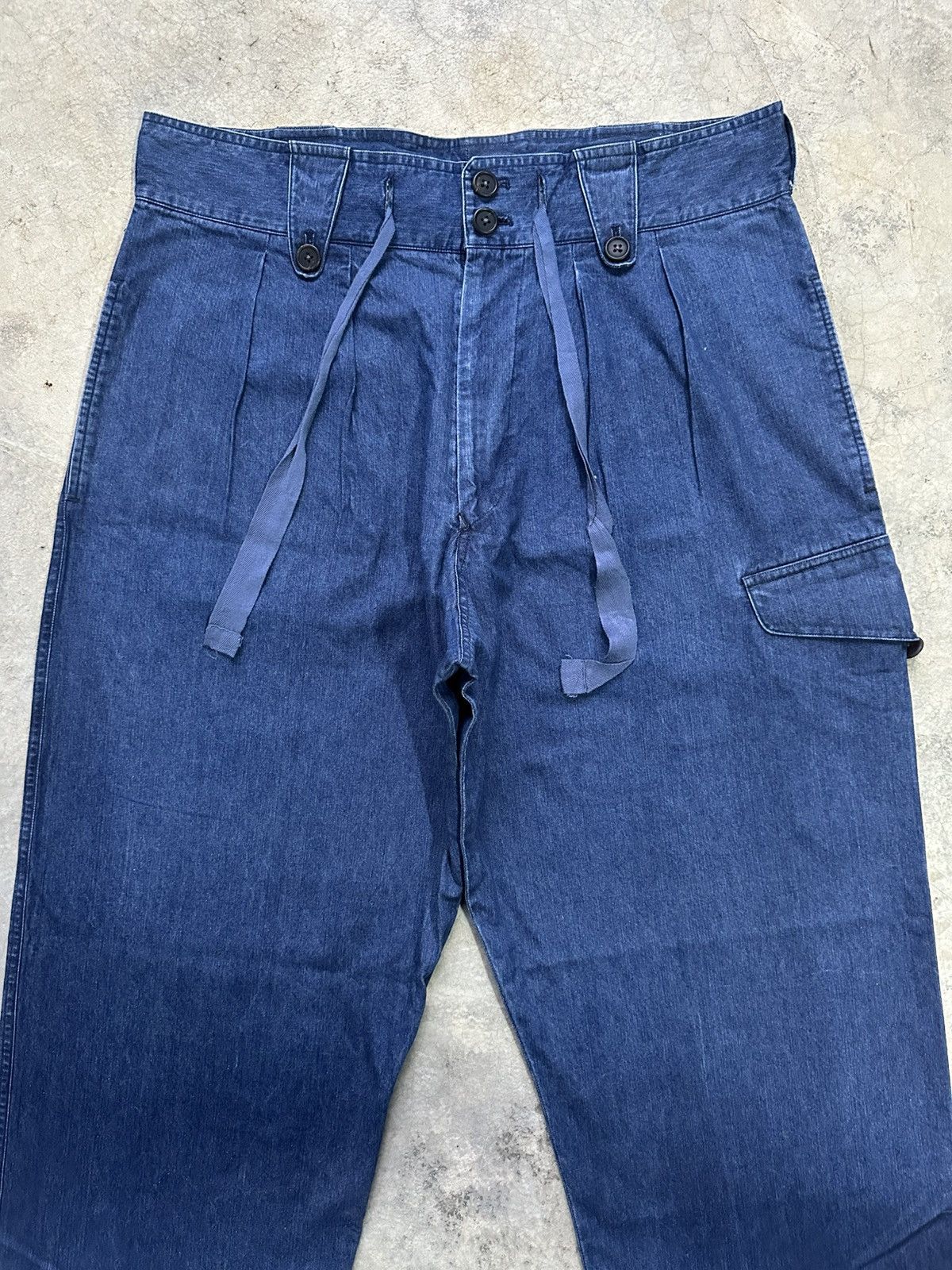 Yohji Yamamoto Archival Piece 80s Ys For Men Denim Drawstring Cargo Trouser Size US 32 / EU 48 - 6 Thumbnail