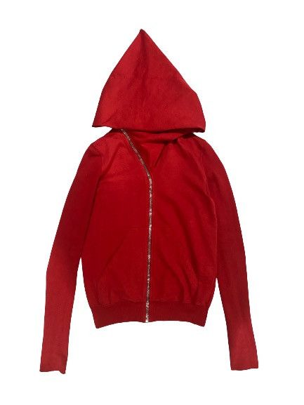 image of Rick Owens Fw19 “Larry” Cherry Mountain Hoodie in Red, Men's (Size Small)