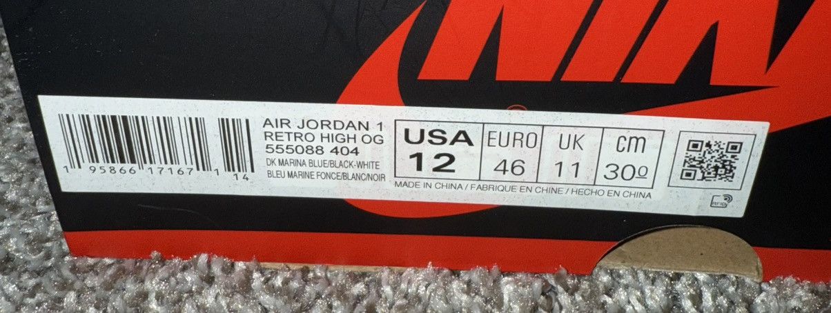 Jordan Brand Air Jordan 1 Retro High OG “Blue Marina” Size US 12 / EU 45 - 9 Thumbnail