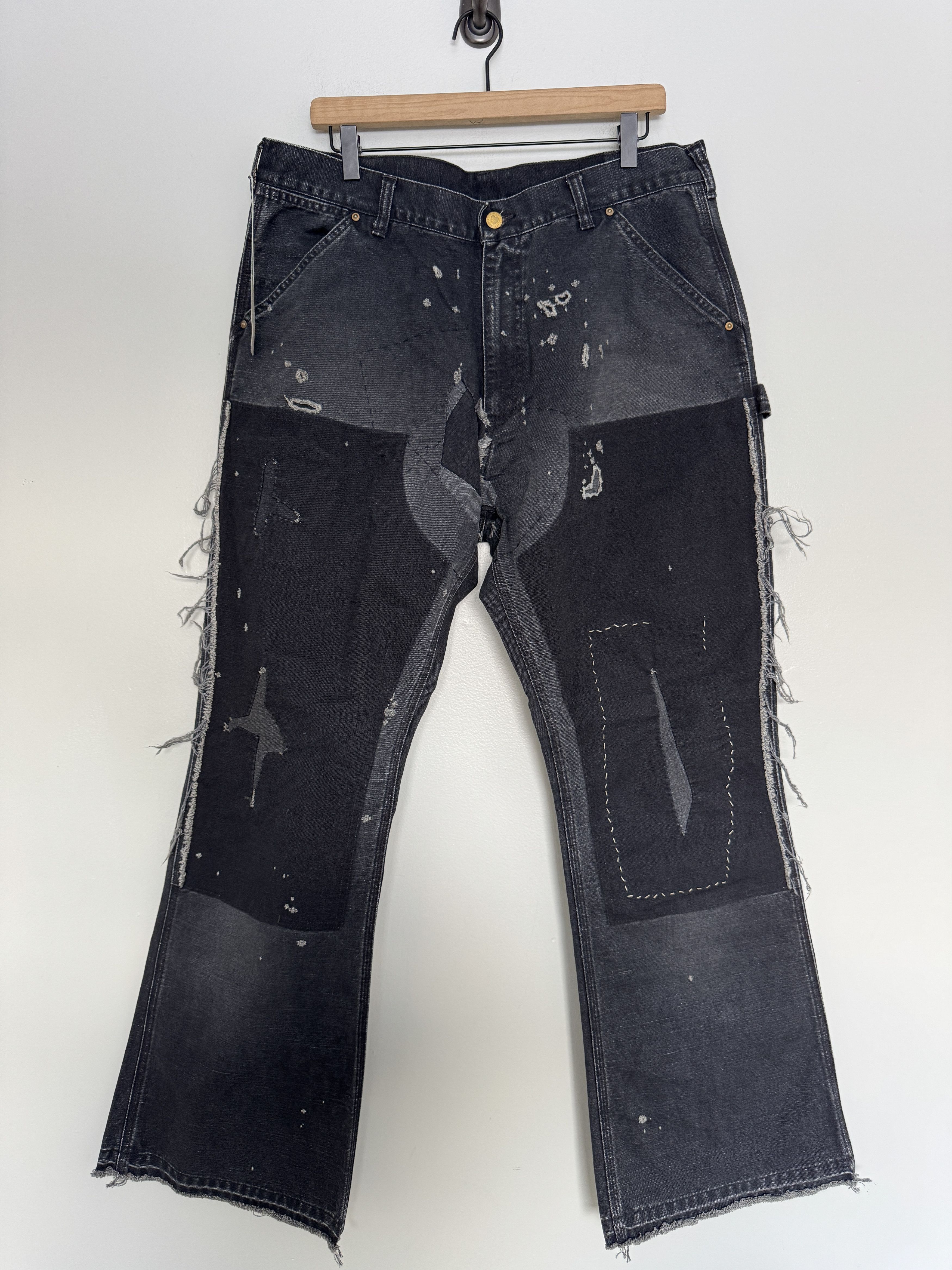 Saint Michael SAINT MICHAEL DOUBLE KNEE PAINTER PANTS BLACK NEW XL 