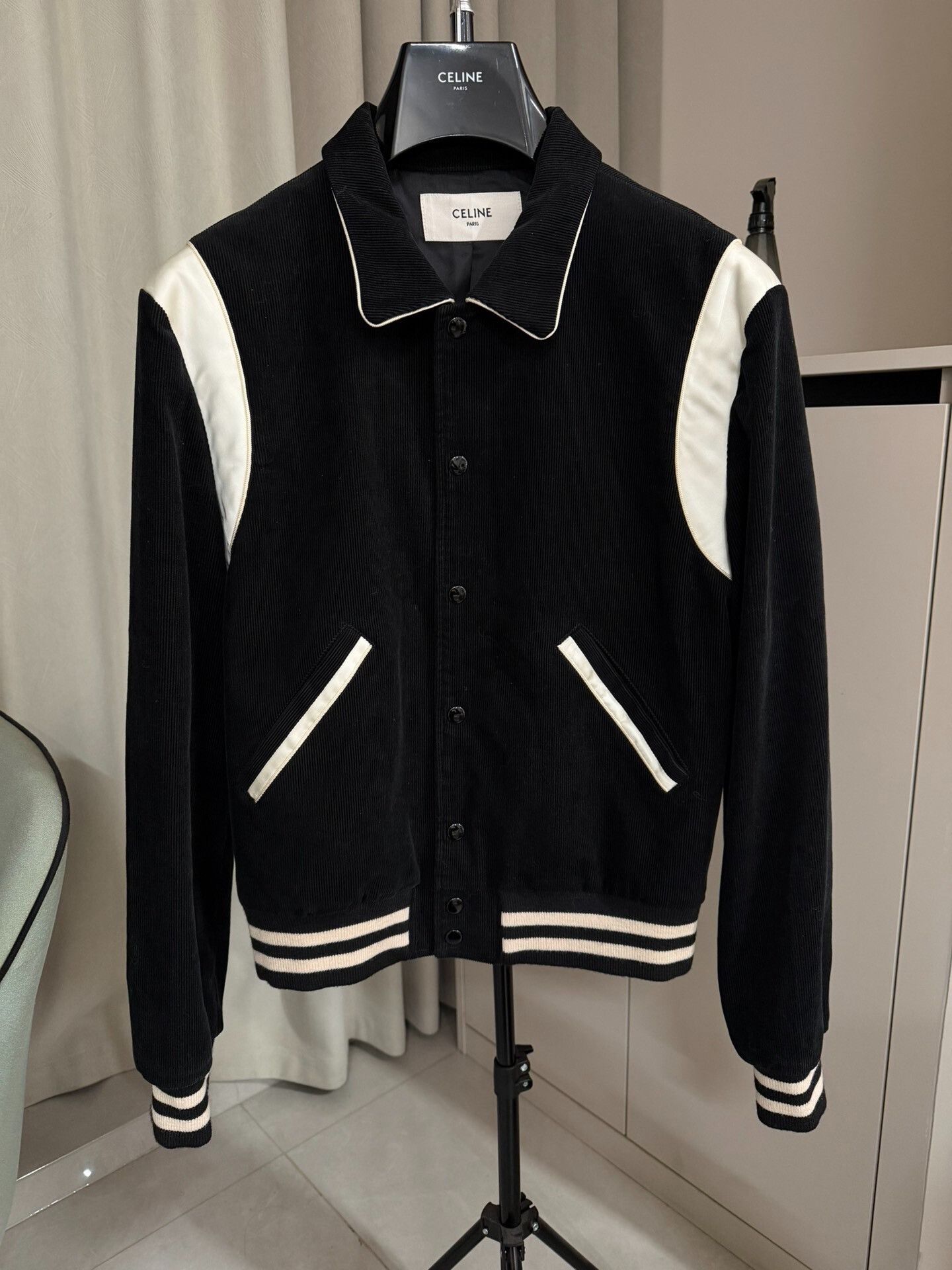 Celine Celine Black and White Corduroy Jacket Size US M / EU 48-50 / 2 - 1 Thumbnail