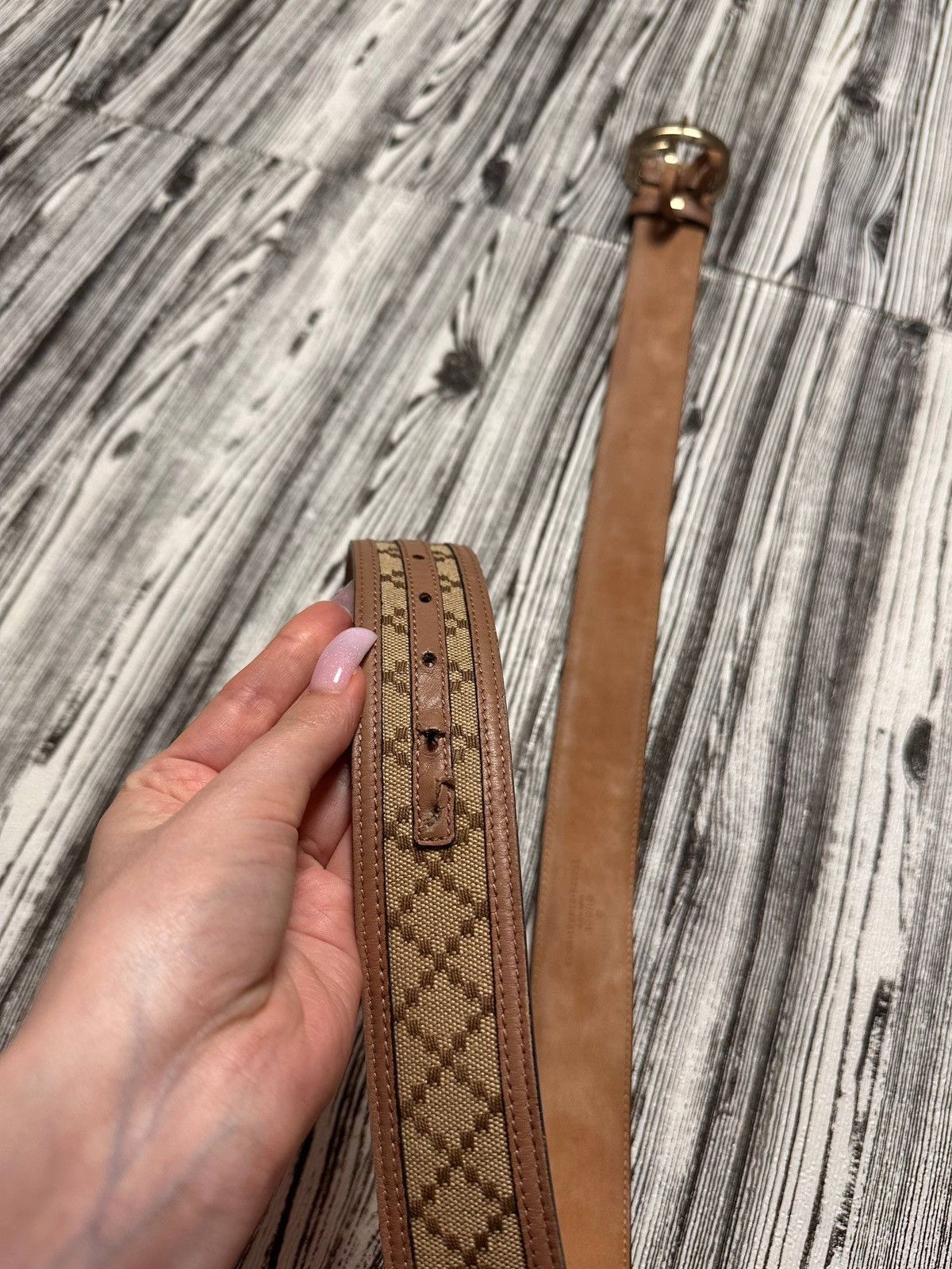 Gucci Gucci Diamante Canvas and Leather Interlocking G Buckle Belt Size ONE SIZE - 15 Thumbnail