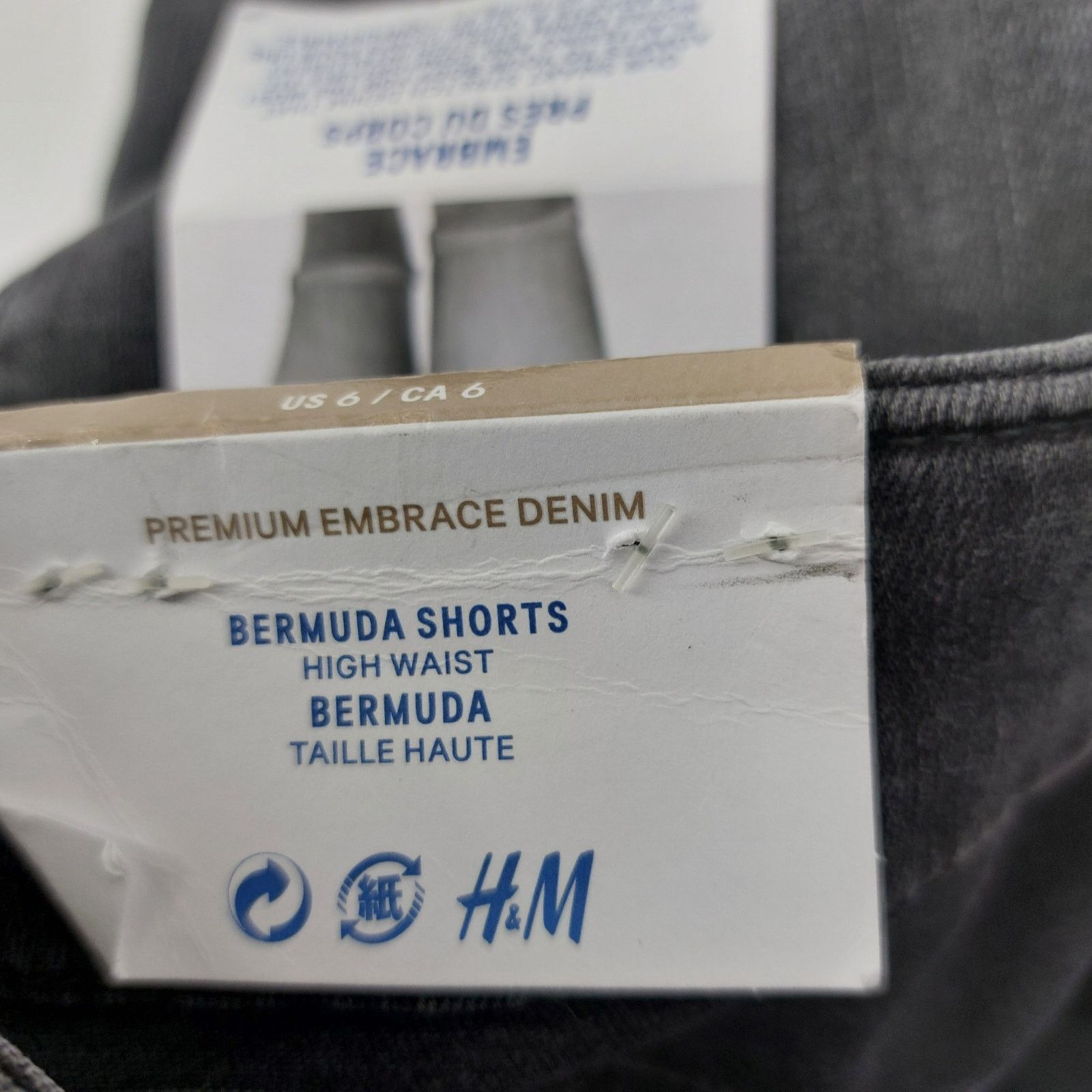 H&M H&M Bermuda Black Denim Shorts High Waist Womens US 6 Size 28" / US 6 / IT 42 - 4 Thumbnail