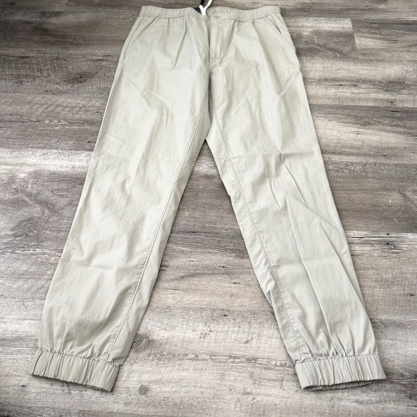 Cremieux Cremieux Joggers Mens 36x32 Beige Solid The Weekend Pant Cotton Elastic Waist Pockets Tapered Regular -Adult- Mens Size US 36 / EU 52 - 3 Thumbnail