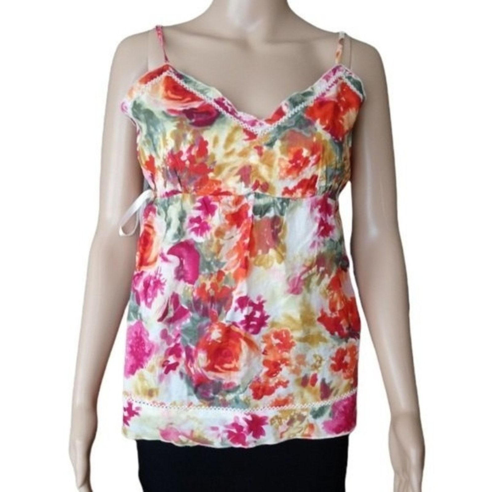 Joe Freshgoods Joe Fresh Floral Spaghetti Strap Top, L Size L / US 10 / IT 46 - 1 Thumbnail