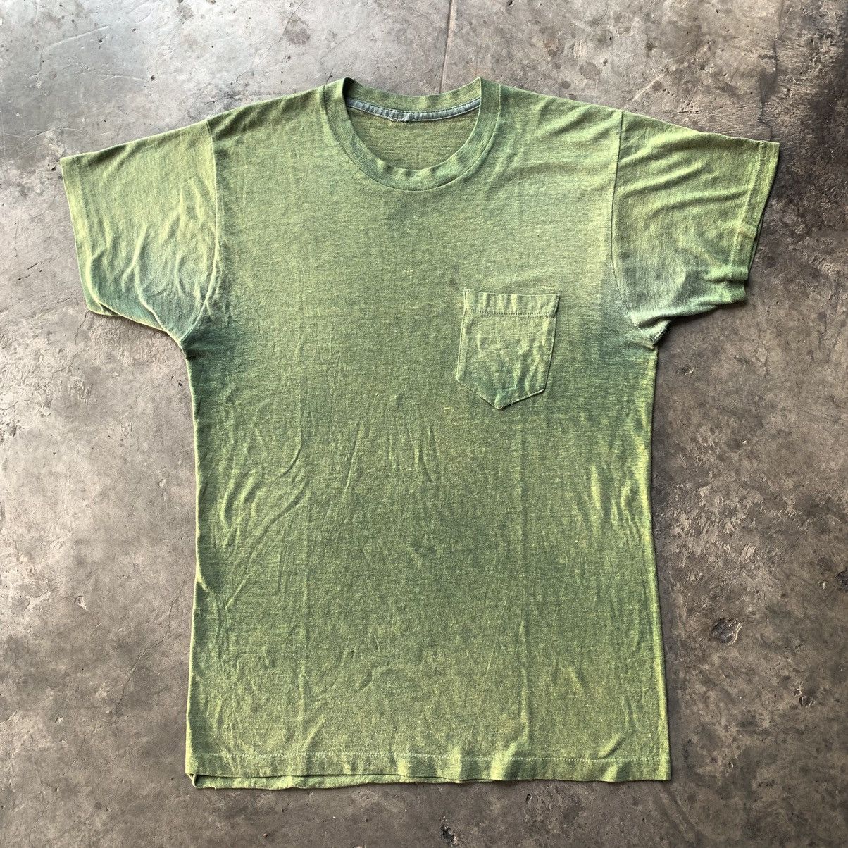 Fruit Of The Loom × Vintage 1960s Single Stitched Selvedge Pocket Tee Size US M / EU 48-50 / 2 - 2 Thumbnail