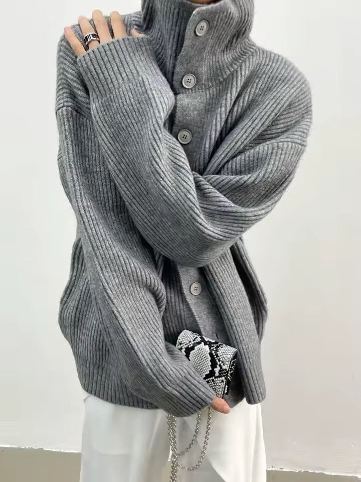 Other Knitted Turtleneck Streetwear Loose Lazy Cardigan Sweater Size US M / EU 48-50 / 2 - 2 Thumbnail
