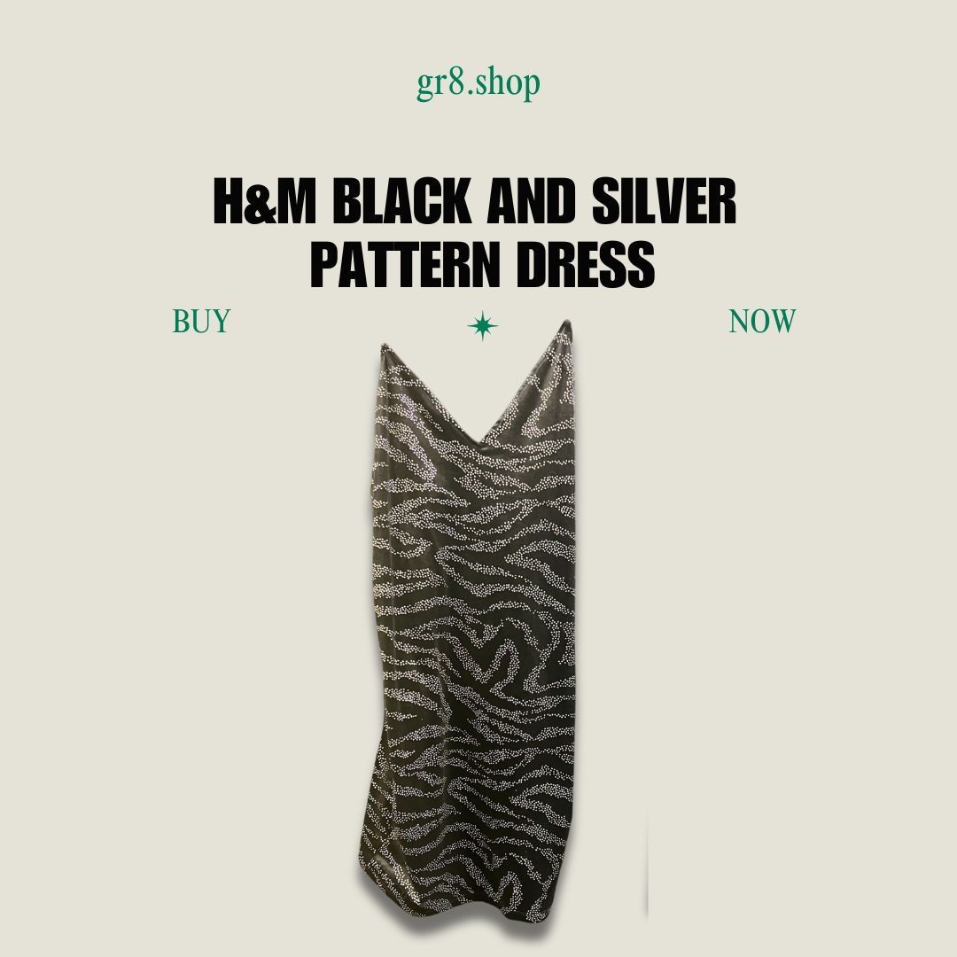 H&M H&M Black & Silver Pattern Dress - Size L - Sleek & Stylish Size L / US 10 / IT 46 - 1 Thumbnail