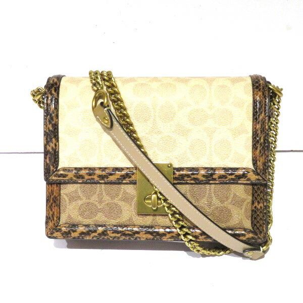 Coach Coach Hutton Signature Shoulder Bag Leather Shoulder Bag 89068 in Brown, Women's