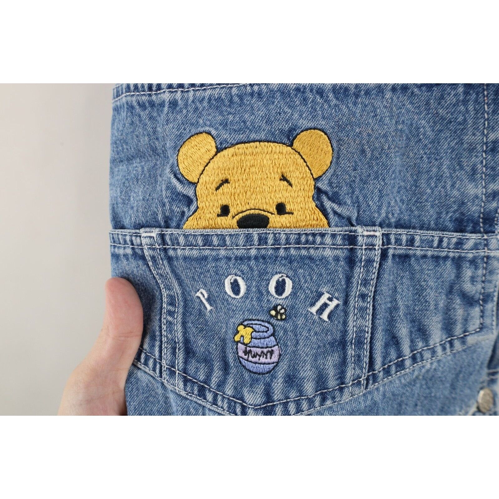 Disney × Vintage Vintage 90s Disney Distressed Winnie the Pooh Denim Overalls Size M / US 6-8 / IT 42-44 - 7 Thumbnail
