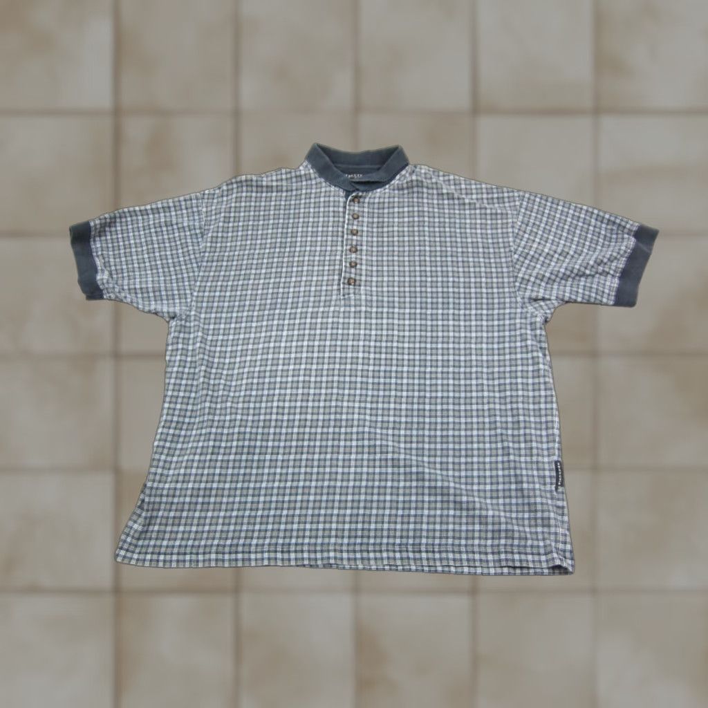 Vintage VINTAGE Structure Polo Shirt Mens XL Blue Checkered Cotton 90s Shirt Size US XL / EU 56 / 4 - 1 Thumbnail