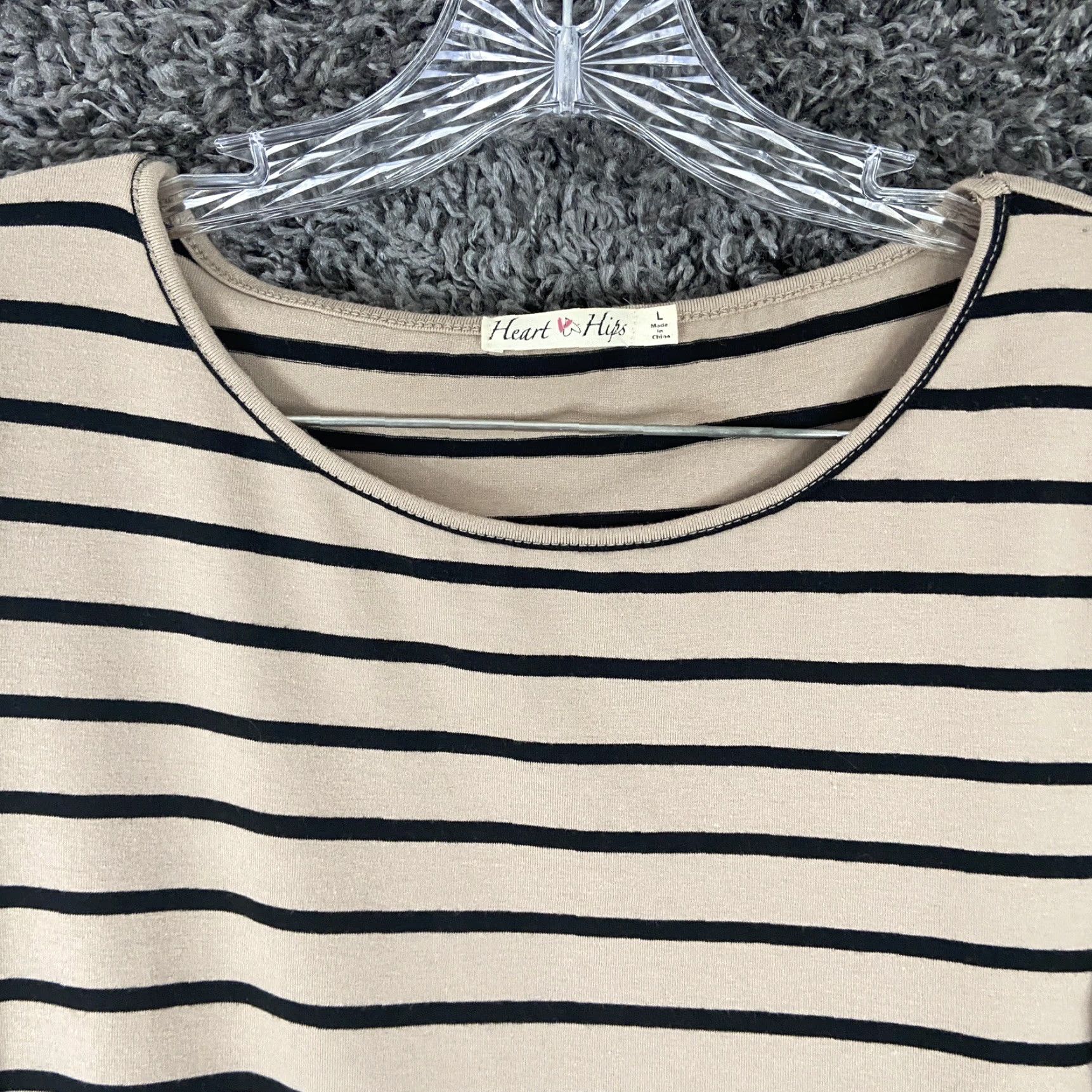 Vintage Heart Hips Body Con Dress Women’s L Brown Black Stripe Short Sleeve Size 36" / US 14 / IT 50 - 5 Thumbnail
