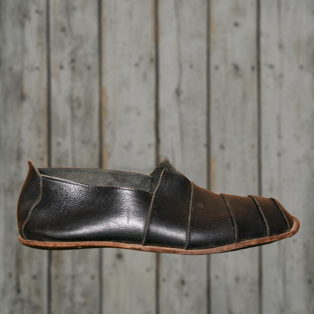 Vintage CYDWOQ Sabates W Black Leather Slip On Loafers Womens 10 EUR 40 Schuh Flats Union US 10 Platform Size US 10 / IT 40 - 1 Thumbnail