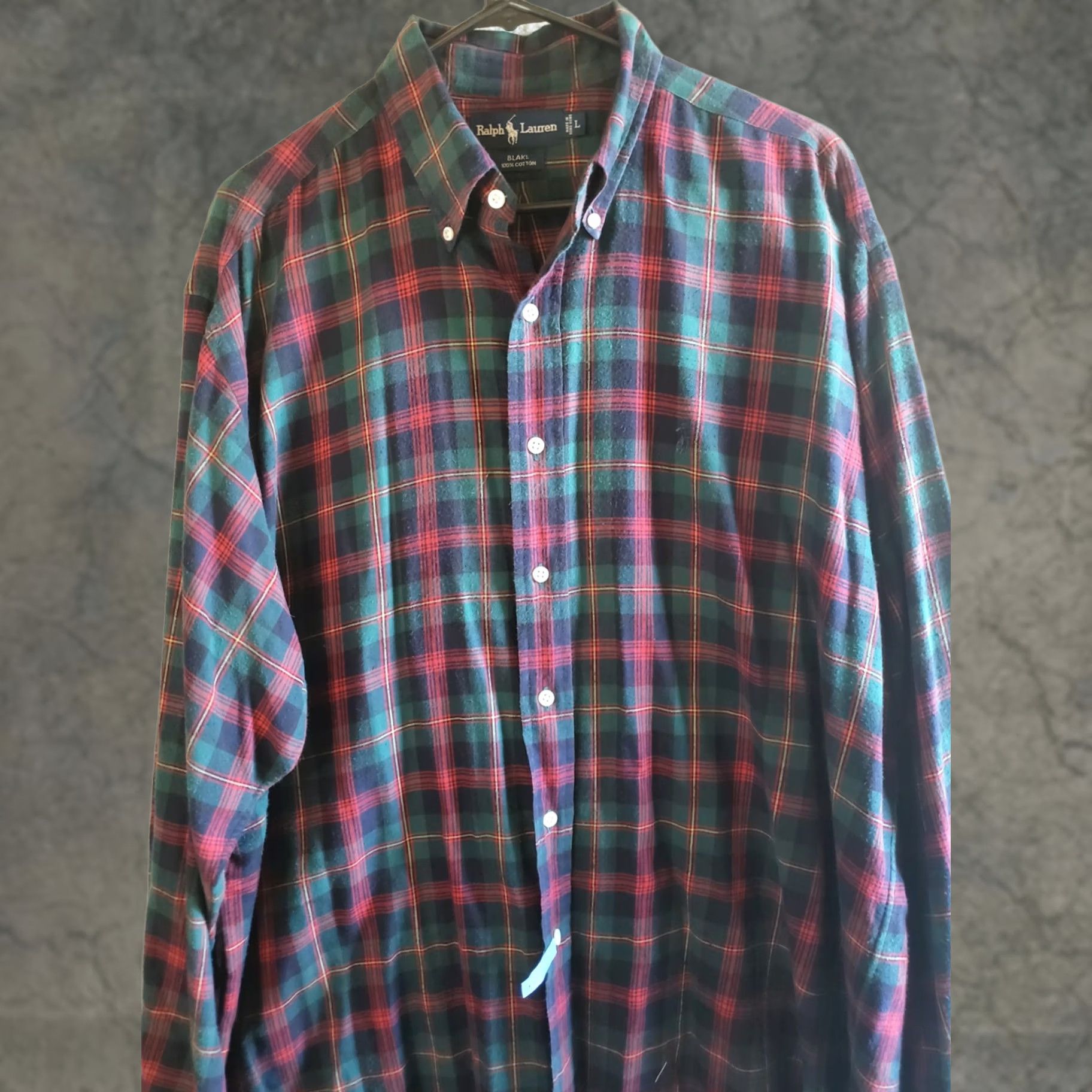 Ralph Lauren Ralph Lauren Blake Men's L Flannel Red Green Tartan Plaid L/S Button Front Shirt Size US L / EU 52-54 / 3 - 1 Thumbnail